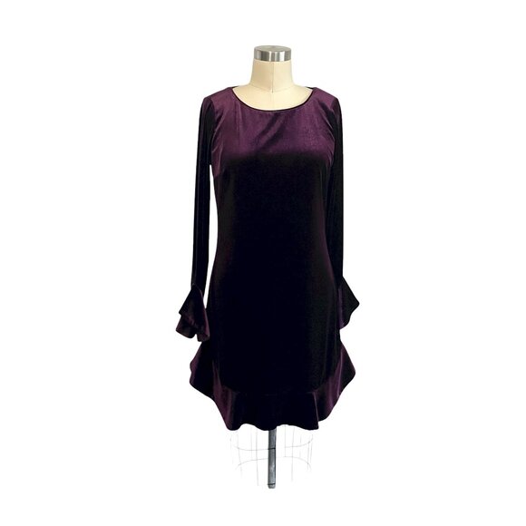 Laundry by Shelli Segal Purple Velvet Dress - 4 - Picture 1 of 5